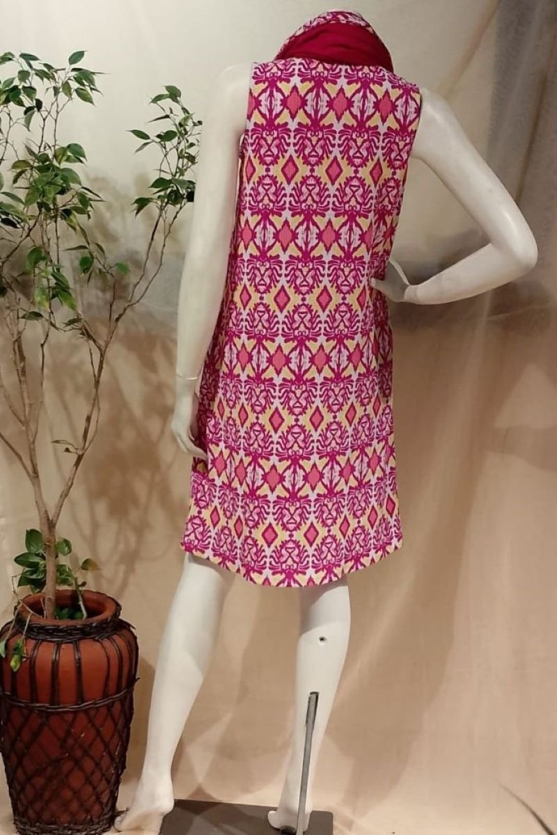 vestudo curto chemisie cavado pink e amarelox