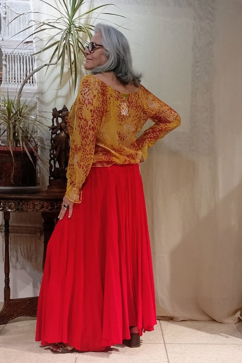 saia longa em viscose godê com pala vermelha1