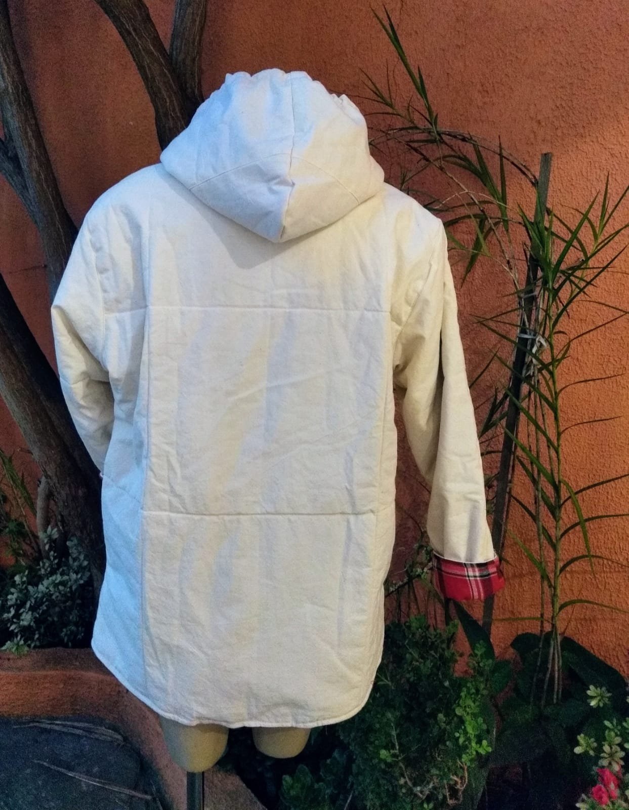 Casaco em Algodão Dupla Face e Capuz Cru M Casaco em Algodão Dupla Face e Capuz Cru M