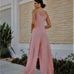 Macacão Pantalona em Viscolycra com Alça Rosa