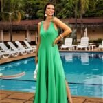 Macacão Pantalona em Viscolycra com Alça Verde