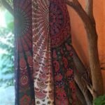 Colcha de Casal em Algodão Mandala Marinho e Laranja