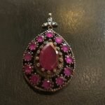 Pingente em Prata e Banho Zirconia Rubi Gota G