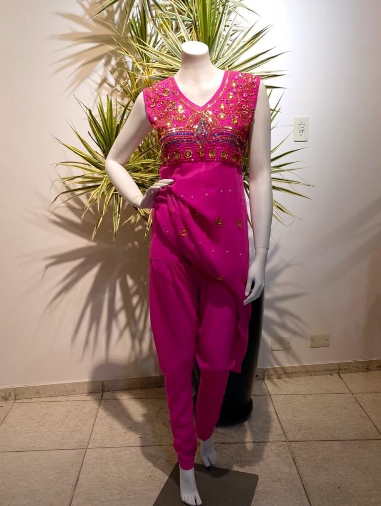 Punjab em Crepe Bordado Pink P