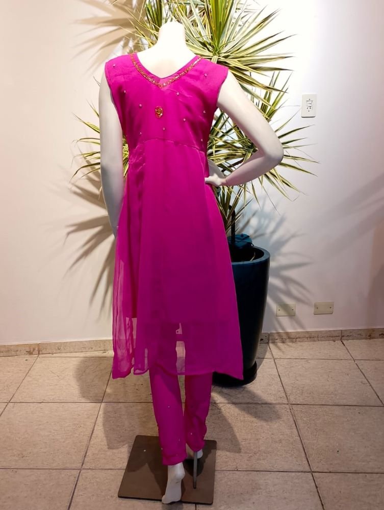 Punjab em Crepe Bordado Pink P