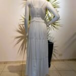 Vestido Longo em Viscose com Fios Lurex Prata