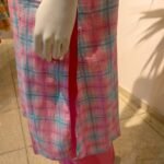 Punjab em Algodão Bordado Xadrez Azul e Rosa M