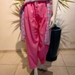 Punjab em Algodão Bordado Xadrez Azul e Rosa M