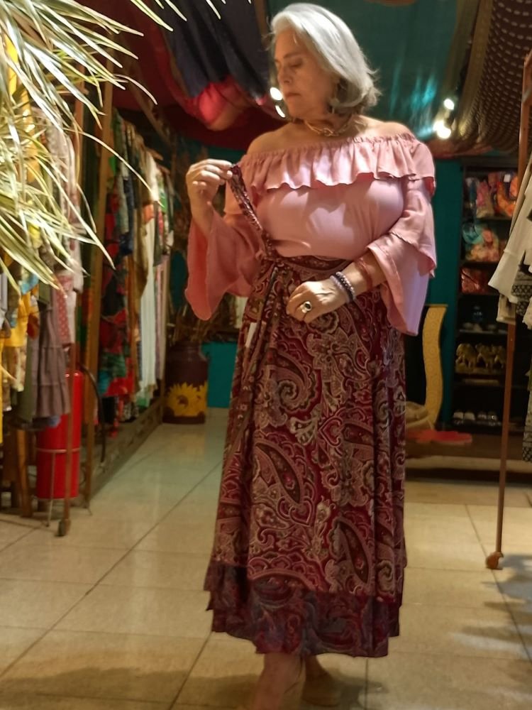 Bata Ciganinha em Viscose Babado Mangas Sino Rosê G