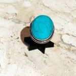 Anel Alpaca Oval Turquesa Lap GG