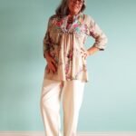 Túnica em Algodão Bordada Ppons Meias Mangas Zest G