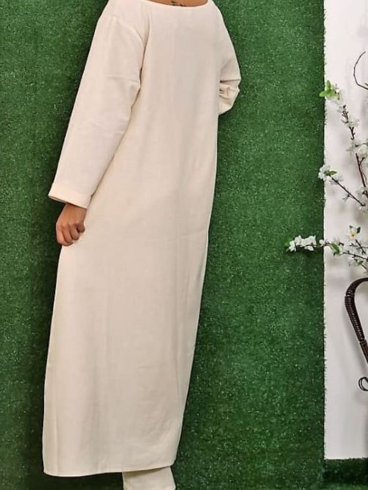 Conjunto de Calça e Tunica Longa em Algodão Cru G