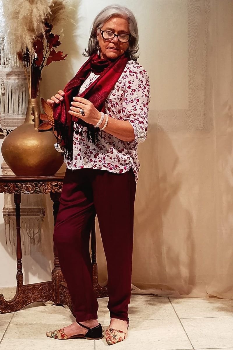 Pashmina em Viscose 70x180cm Barrado Preto Vinho