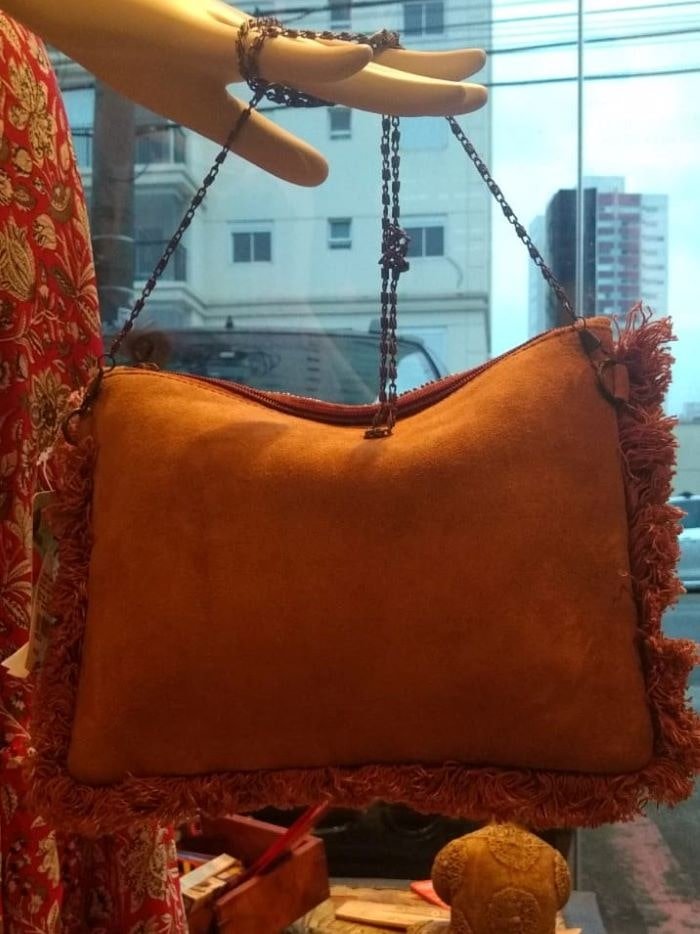 Bolsa Carteira Bordada com Missangas e Espelhos