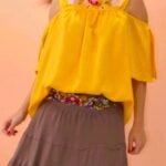 Saia Longa em Algodão Pala Bordada 3 Marias Marron