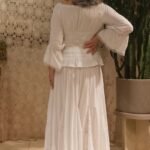 Saia Longa em Viscose e Nesgas Renda Godê e Lastex Branca