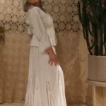 Saia Longa em Viscose e Nesgas Renda Godê e Lastex Branca