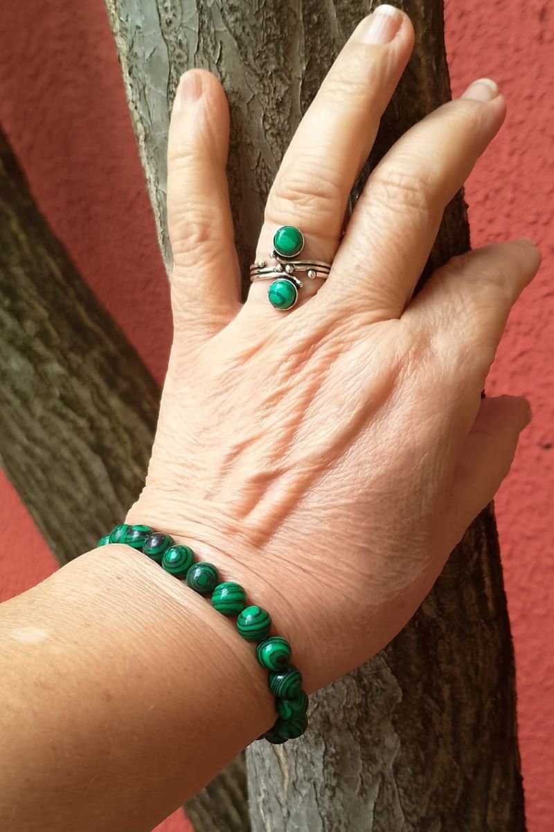 Pulseira em Pedras Bols Malaquita