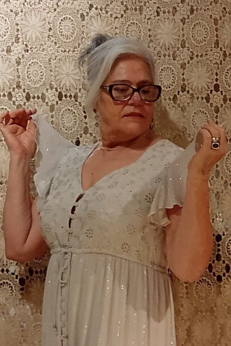 Vestido Longo em Viscose e Layse com Fios Lurex Manga Curta Cinza G