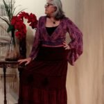 Saia Longa em Viscose Estone 3 Mar Bordada Vinho