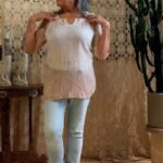 Bata em Algodão com Meias Mangas Tie Dye Rosa Decote Careca Perola Branca G