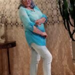 Bata em Algodão com Meias Mangas Tie Dye Azul Decote Careca Perola Branca G