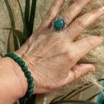 Anel Prateado Pdr Malaquita Oval