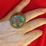 Anel Dourado Redondo G Mosaico