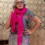 Pashmina Véu em Algodão com Barrado Listras Pink