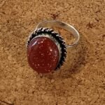 Anel Prateado Pdr do Sol Oval