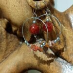 Brinco Prateado com Argola Aro Fino e Pedras Naturais