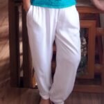 Calça em Viscose Pala Boca Fina Punho Off M