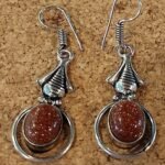 Brinco Prateado com Aro e Pedra do Sol