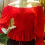 Cropped Ciganinha em Viscose Lastex Total Vermelha