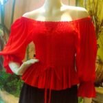 Cropped Ciganinha em Viscose Lastex Total Vermelha