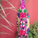 Bolsa em Tecido Estone Tipo Saco Bordado Color em Lã Rosê