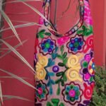 Bolsa em Tecido Estone Tipo Saco Bordado Color em Lã Rosê