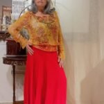 Saia Longa em Viscose Godê e Pala Vermelha