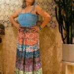 Saia Longa em Seda Indiana Patchwork Estampadas Diversas