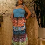 Saia Longa em Seda Indiana Patchwork Estampadas Diversas
