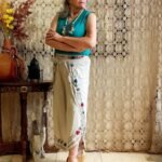 Calça Envelope Viés em Viscose Estonada Bordada Colors Areia