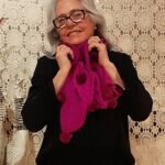 Pashmina em Lã com Pontinhos e Pompons Pink