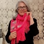 Pashmina em Lã com Bordado Flor Salmon