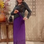 Saia Longa Reta em Viscose Estone Envelope Bordada Roxa