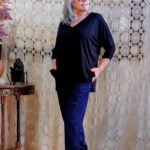 Calça em Viscose Pala Boca Fina Punho Marinho M