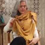 Pashmina em Lã Adamascado com Pelo Camelo
