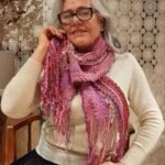 Cachecol em Lã e Linha Rosa e Vinho