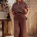Calça Pantalona em Linho Italiano Cós Ribana Cacau