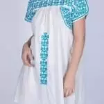 Vestido Indiano em Algodão com Bordado tipo Mexicano