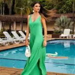 Macacão Pantalona em Viscolycra com Alça Verde
